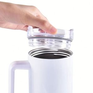 Gobelet isotherme personnalisé réutilisable de 40 oz avec poignée et paille rabattable, anti-fuite, bouteille d'eau isolée - Product Image 2