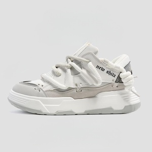 Chaussures de skate décontractées pour hommes et femmes, en cuir véritable, respirantes, à lacets, semelle épaisse, anti-odeur, pour la marche et le sport - Product Image 3