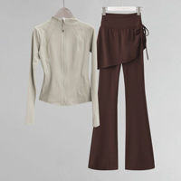 Ensemble de sport pour femme, nouvelle tendance, veste et pantalon slim anti-transpiration à col montant, pour yoga, entraînement, course, fitness, randonnée