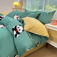 Ensemble de housse de couette en sergé brossé épaissi en gros, imprimé botanique, ensembles de draps, taille king