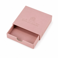 Boîte à tiroir rigide carrée rose personnalisée, logo gaufré mat, OEM, boîte d'emballage de luxe pour bijoux, bague, collier, bracelet