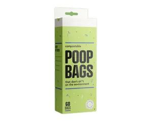 LOGO personnalisé 100% amidon de maïs biodégradable dégradable compostable ou sacs à ordures en plastique pour crottes de chien