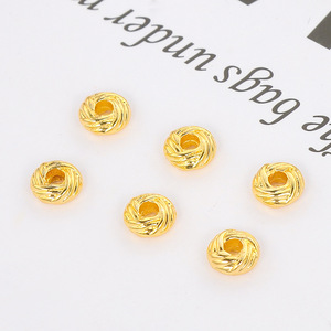 18K Gold Plated <b>Copper</b> Pineapple Knot Bead Spacer Round Loose Beads For <b>Bracelet</b> Making Jewelry Accessories - Product Image 2