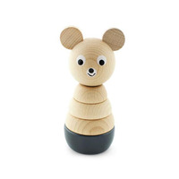 Chien en bois de hêtre Animal empileur bébé jouet enfants chien empileur tour jouets
