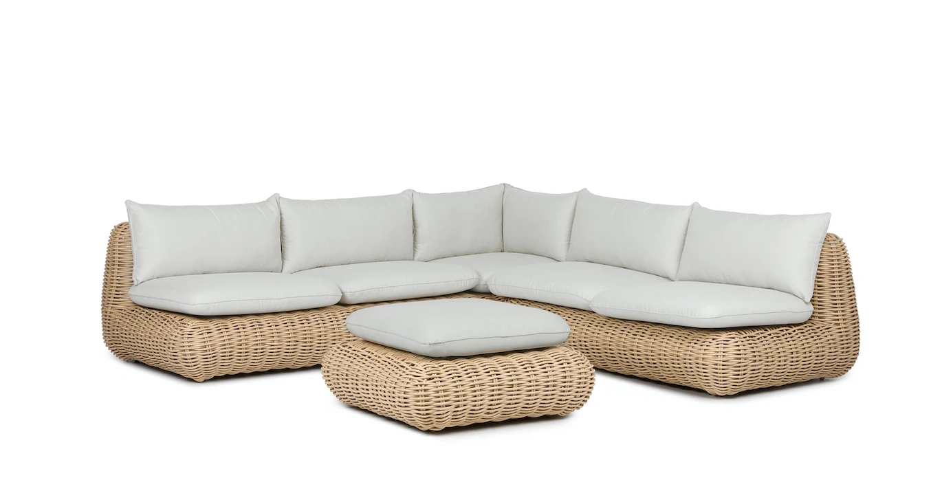 L shape villa furniture  large size rattan sofa set wicker sectional set sofa