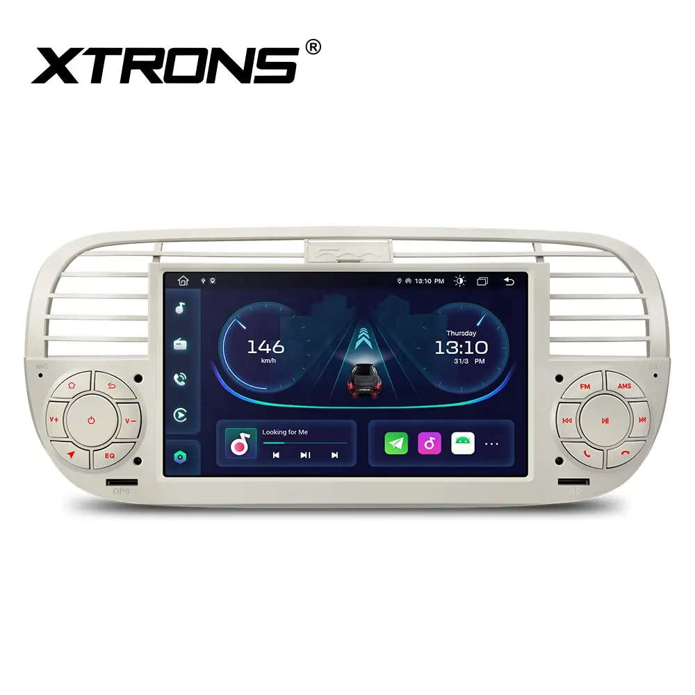XTRONS 12 7 polegadas 1 din android stereo car multimedia player para fiat 500 2007-2015 com GPS/DVD/BT Tela Android Carro