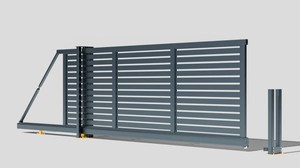 Système de porte d'entrée en alliage d'aluminium gris <span class=keywords><strong>anthracite</strong></span>, panneaux métalliques, porte coulissante automatique intelligente pour villa - Product Image 3