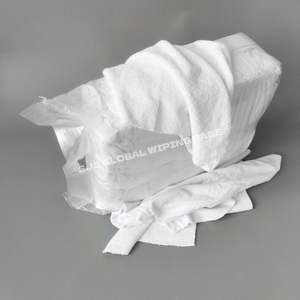 Chiffons en microfibre et coton blanc, serviettes industrielles blanches, lingettes 100% coton, récupérées, lavées, stérilisées pour le nettoyage - Product Image 1