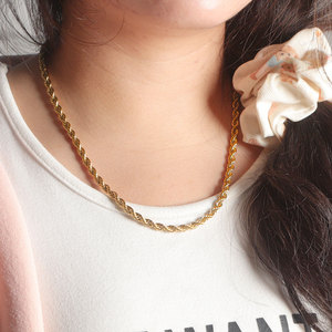 Hip Hop Punk 18K Plaqué Or Collier En Acier Inoxydable Corde Torsadée/Papillon 2-7mm Étanche En Gros Unisexe Festival Cadeau - Product Image 6