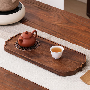 Walnut Wood <b>Tea</b> <b>Tray</b> With Drainage Hole For Dry Brewing Simple Style Eco Friendly - Product Image 2