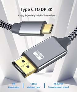 Câble DFX 8K Type C vers <span class=keywords><strong>DisplayPort</strong></span> 1,8 m 4K 144 Hz tressé USB C vers DP pour MacBook Surface Moniteur de jeu Projecteur Écran - Product Image 5