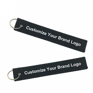 Chaveiro promocional com etiqueta de chave de hotel, chaveiro bordado preto personalizado para presentes promocionais, chaveiro com etiqueta de chave de hotel