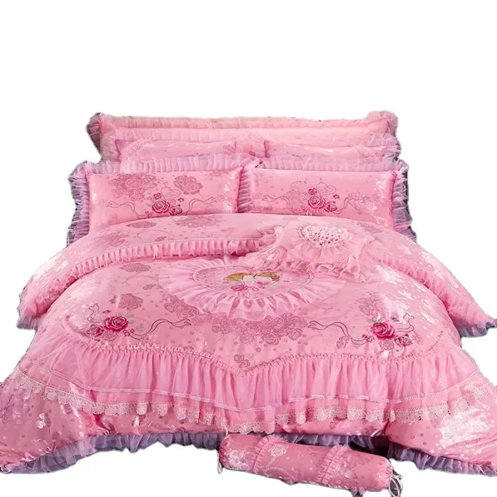 Red Wedding Duvet Bedding Set King Size Silk Quilt Comforter Bed Sheet set luxury bed bedding