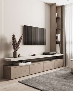 Tavolo di truciolare Vermont Design montato di lusso moderno <span class=keywords><strong>Tv</strong></span> montaggio a parete in legno semplice Design <span class=keywords><strong>Tv</strong></span> Stand con grano di legno <span class=keywords><strong>porta</strong></span> <span class=keywords><strong>pannello</strong></span> - Product Image 6