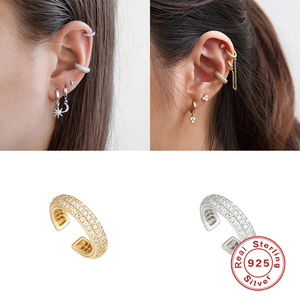 Boucles d'oreilles clipsables ROXI en argent sterling 925 brillant à trois rangées de diamants pour femmes - Product Image 6
