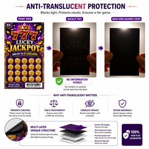 บัตรลอตเตอรีแบบข้อมูลแปรผันพร้อมรหัสเฉพาะ หมายเลขซีเรียล เมทริกซ์รางวัล และการพิมพ์ข้อมูลตั๋วลอตเตอรีที่ปลอดภัย - Product Image 2