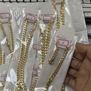 Cadena Cubana Mónaco Impermeable de Oro 14k, Juego de Joyería de 6mm, 8mm, 10mm, Cierre Miami 6S para Mujer y Hombre - Product Image 3