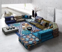 Tissu modulaire multi-places coloré, ensemble de canapés de sol sectionnels, meubles, canapé de Mahjong pour salon