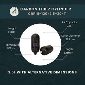 Alsafe 2.5L áp suất cao không khí chai 4500psi 30mpa 300bar Composite sợi carbon Xi lanh khí - Product Image 3