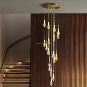 Lustre élégant en cristal en forme de goutte de pluie à suspendre verticalement <span class=keywords><strong>pour</strong></span> escalier, atrium, vestibule - Product Image 5