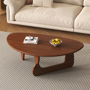 <span class=keywords><strong>Table</strong></span> basse ovale en bois réglable en hauteur, moderne, pour salon, petite taille, mobilier en bois massif de qualité supérieure, minimaliste - Product Image 2