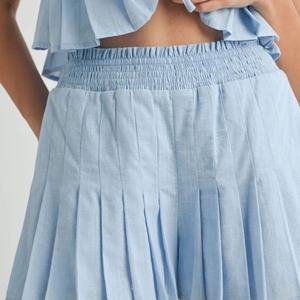 Conjunto de Dos Piezas de Lino Sólido, Estilo Casual y Sexy para Mujer, Nuevo Estilo 2025, OEM, Top Corto sin Mangas a la Moda, Estilo Mini - Product Image 4