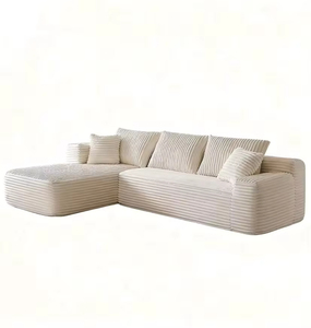 Canapé-lit modulaire en tissu moderne en forme de L, trois places, avec dossier rigide et accoudoirs carrés, idéal pour appartements, hôtels et salons. - Product Image 1