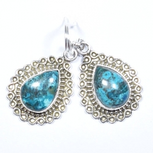 Vente en gros 925 argent unique à la mode élégant boucle d'oreille design pur argent sterling bleu azurite pierres précieuses boucles d'oreilles bijoux - Product Image 2