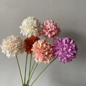 Décoration <span class=keywords><strong>de</strong></span> mariage, fleurs artificielles, 45 cm, tige unique, chrysanthème en soie pompon - Product Image 2
