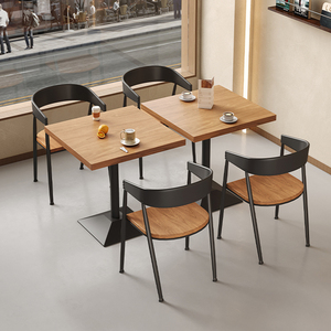 Table à manger moderne en bois massif avec cadre en fer pour restaurant commercial 2 places pour snack, nouilles, fast food et magasins Malatang - Product Image 4