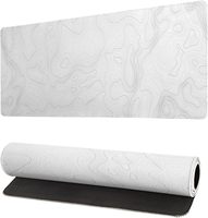Alfombrilla de ratón para juegos blanca con contorno topográfico MIO, alfombrilla de escritorio grande XL, Base de goma antideslizante, líneas de mapa geográfico para interiores, MIO extendido