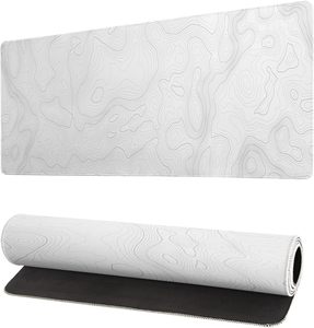 Alfombrilla de ratón para juegos blanca con contorno topográfico MIO, alfombrilla de escritorio grande XL, Base de goma antideslizante, líneas de mapa geográfico para interiores, MIO extendido - Product Image 2