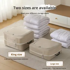 Sac de <span class=keywords><strong>rangement</strong></span> compressible en tissu Oxford à deux compartiments personnalisé pour les édredons en soie, grande capacité, multi-usages, maison, dortoir - Product Image 3