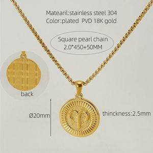 MECYLIFE Pendentif médaille en or 18 carats, bijoux zodiaque mode femme, collier zodiaque en acier inoxydable, collier <span class=keywords><strong>horoscope</strong></span> - Product Image 5
