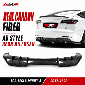 ZESON Carbon Fiber AD Style Rear <strong>Diffuser</strong> Valance Apron for Tesla Model 3 2017-2023 - Product Image 1
