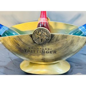 ALFA NAUTICAL Metal Wine <b>Cooler</b> Boat Shape Art Deco Striped 5L Durable Portable Party Ice Bucket - Product Image 3