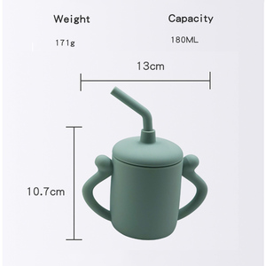 Gobelet à eau pour bébé et enfant en silicone de qualité alimentaire sans BPA, avec couvercles et pailles d'alimentation, tasse à bec en silicone pour bébé - Product Image 5