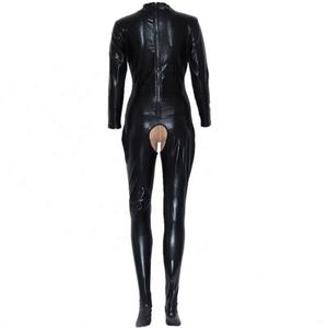 महिलाओं सेक्सी कामुक क्रॉचलेस नकली चमड़े के बॉडीसूट गर्म जम्पसूट नाइट क्लब सेक्सी स्तन खुले क्रोच - Product Image 6