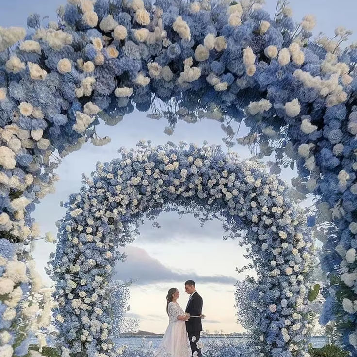 Blue and White Romantic Artificial Flower Wedding Centerpieces, Arch ...