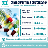 Capsules vides en HPMC d'algues végétales en vrac, taille 00 # ,0 # ,1 # ,2 # ,3 #   Capsule végane personnalisée en couleur, capsule adaptée aux végétaliens