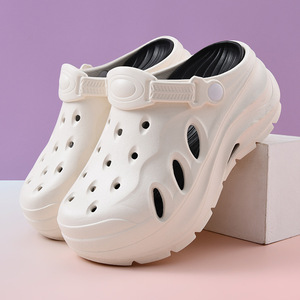 Women's <b>Clogs</b> Thick Sole Hollow Design Closed Toe Summer Wear Non Slip Comfortable Walking White Beige Brown - Product Image 1