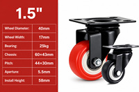 Roulette pivotante à roulement à billes en polyuréthane anticorrosion, populaire et très vendue, avec frein, durable, fonctionnement silencieux, filetage 15 mm