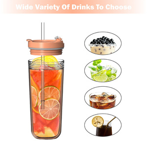 Gobelets de voyage en plastique à double paroi sans BPA de 20oz avec couvercle à double usage et pailles, nouvel arrivage - Product Image 4