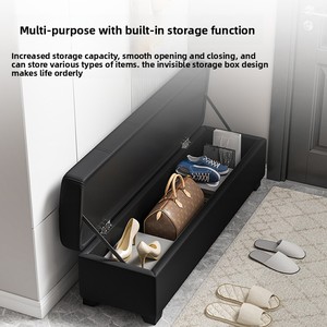Contemporary Faux Leather <strong>Storage</strong> <strong>Bench</strong>, Tufted Top Hidden <strong>Storage</strong> Ottoman, Long Upholstered <strong>Bench</strong> <strong>for</strong> Living Room - Product Image 3