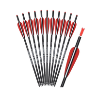 Nouvel Arrivage Lot de 12 Flèches de Carbone 10 Grains pour Arbalète, 16-20 Pouces, pour la Chasse et le Tir à l'Arc, avec Plumes de 4 Pouces, Haute Précision