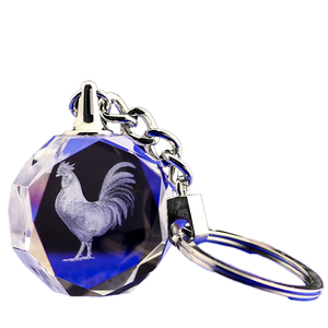 Bán Buôn Nhỏ Bát Giác 3D Laser Khắc Thủy Tinh Pha Lê Keychain Chất Lượng Cao Tùy Chỉnh Cầu Thiết Kế Nhà Máy Giá - Product Image 1
