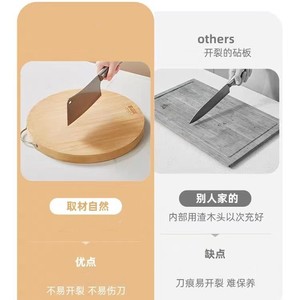 Tabla de cortar redonda de bambú de 30 cm, gruesa, de doble cara, para cortar frutas y verduras - Product Image 3