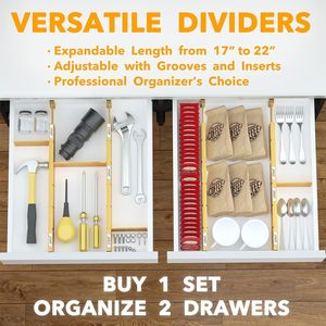 Modern Space-Saving Drawer Dividers Inserts (4 Dividers 9 Inserts) Adjustable Expandable <b>for</b> <b>Kitchen</b> Home Office Utensils - Product Image 6
