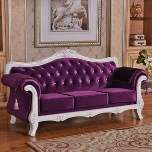 Bộ sofa vải theo phong cách Châu Âu dành cho căn hộ nhỏ hoặc phòng khách biệt thự, có ghế sofa màu Tím Ba chỗ kiểu Pháp. - Product Image 5
