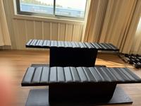 Support double pour haltères en chêne rouge robuste, rangement stratifié scientifique, gain de place pour équipement de fitness à domicile, haltères